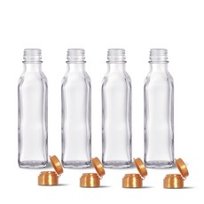 미르코리아 투명사각 오일병 FN180S 180ml x 4p + 원터치 고무캡 4p, 1세트