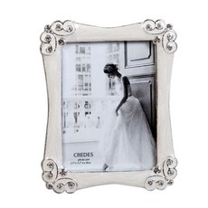 Credis Gem 銀色珍珠紫羅蘭寶石相框, 鍍銀 + 珍珠環氧樹脂, 1個