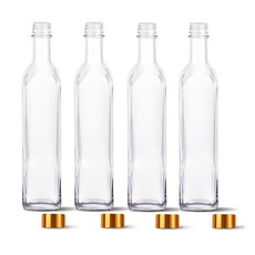 mir 透明方形油瓶 FN500S 180ml x 4p + 螺旋蓋 4p, 1套