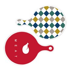 Roem Design 圓形上菜砧板 2入 復古鑽石圖案套組, 復古鑽石圖案, 肉紅色, 1套