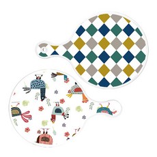 Roem Design 圓形上菜砧板 2入 復古鑽石圖案組, 復古鑽石圖案, 雞肉圖案, 1套