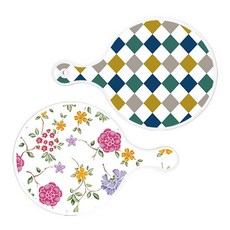 Roem Design 圓形托盤砧板 2件組 復古鑽石圖案, 復古鑽石圖案, 浪漫紅色floral白色, 1套