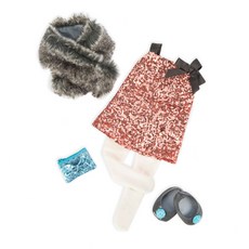 Ozzy 娃娃亮片連衣裙和毛絨配飾套組, 混色