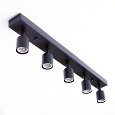 OHHA 주방 5등 직부 레일조명, 블랙, 1개