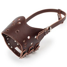 팻츠퍼니 강아지 가죽입마개 2XL, 브라운, 1개