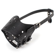 팻츠퍼니 강아지 가죽입마개 2XL, 블랙, 1개