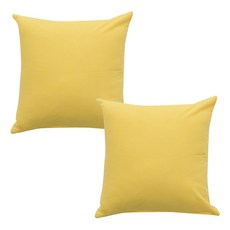 素色棉質靠枕 2入, 黃色