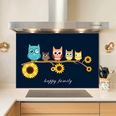 키센 주방 아트 보드 복을 부르는 부엉이 2, 1개, 네이비