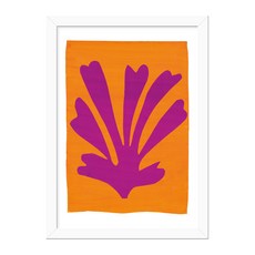 Think Us 亨利馬諦斯畫框 20 橘色背景上的紫色葉子, 白色