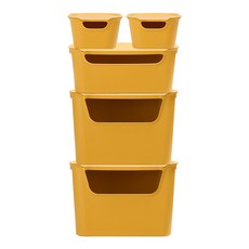 오하임 사이다 컬러 수납 박스 소 5.2L 2p + 중 16L + 대 25.5L 2p, 머스타드, 1세트