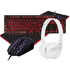 DDZONE ATENA 게이밍 LED 플런저 키보드 + LED 게이밍마우스 + GOON 게이밍 장패드 + 접이식 헤드셋, 키보드(K550), 마우스(DM-G7), 장패드(GOON Gaming Pad), 헤드셋(DH-200), 헤드셋(화이트)