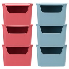 Oheim 彩色收納箱 大 25.5L 珊瑚粉紅 3個+天空藍 3個, 1組