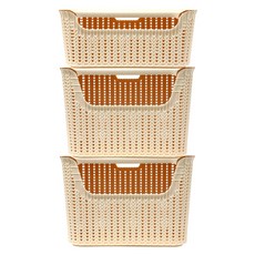 Oheim 編織收納籃 M號+L號 2入, 乳白色, 1組