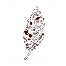 GGOOMIM 環保葉子圖案貼紙, 可可棕