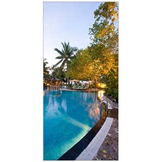 꾸밈 수영장에 비치는 노을 현관문 방문 시트지, 혼합 색상