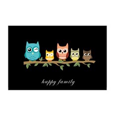 키센 주방 아트보드 복을 부르는 부엉이1 600 x 500 mm, 블랙, 1개