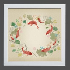 GGOOMIM 和睦紅鯉魚畫框 1號款式, 白色, 1個
