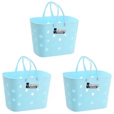 多功能浴式收納籃, 藍色, 3片