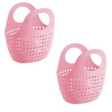 Block Mart 浴室可瀝水沐浴提籃袋, 2個, 粉紅色