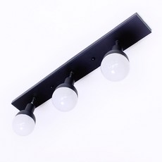 OHHA 꼬깔주방 3등 직부 레일조명, 블랙