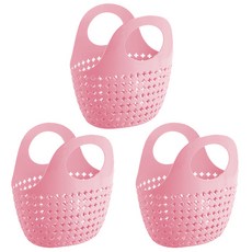 Block Mart 浴室瀝水沐浴提籃包, 3個, 粉紅色