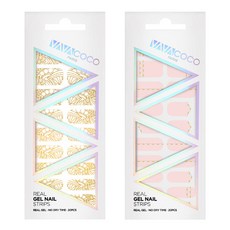 Barbacoco 凝膠指甲條貼紙套組透明民族 + 混搭鑽石鏈, Gold+1 Baby pink, 1組