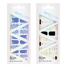 BABACOCO 凝膠美甲貼片組 混搭花園 + 混搭星辰, 1.天空藍, 1.金黑色, 1個