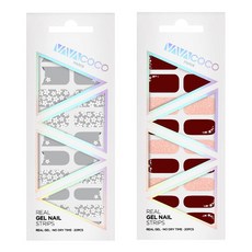 Bavacoco 凝膠美甲貼片組 混搭花園 + 混搭曲線水晶, 3.摩登灰, 1.勃根地紅, 1個