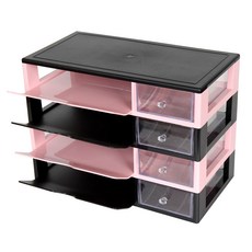 Hara Korea 多用途A4整理盒 4層4抽屜 黑色 粉紅色, 1個