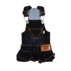 PUPPY ANGEL 牛仔吊帶狗狗荷葉邊層次裙, 780 海軍藍