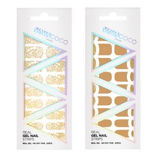 바바코코 젤네일 스트립 스티커 세트 시스루 에스닉 + 믹스매치 루놀라글리터, 골드, 1.브라운, 1개