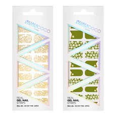 Babacoco 凝膠美甲貼 透視民族風 + 混搭花園, 金色,卡其色, 1個
