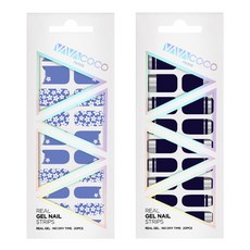 BABACOCO 凝膠美甲貼片貼紙組 混搭花園 + 混搭鏡面, 1.天空藍, 1.藍莓海軍藍, 1個