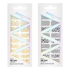 BABACOCO 凝膠指甲貼片貼紙套組 透視民族風 + 混搭碎玻璃, 金色,灰色, 1個