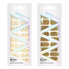 BABACOCO 凝膠指甲貼片組 透視民族風 + 混搭電子風, 金色, 4.摩登棕, 1個