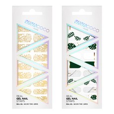 Babacoco 凝膠美甲貼片貼紙組 透視民族風 + 混搭植物, 金色,綠色, 1個