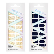 Babacoco 凝膠美甲貼片組 透視民族風 + 混搭鑽石鏈, 金色, 3.藍莓海軍藍, 1個