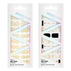 BABACOCO 凝膠美甲貼片組 透視民族風 + 混搭時尚星星, 金色, 1.金黑色, 1個