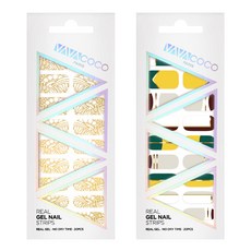 BABACOCO 凝膠指甲貼片組 透視民族風 + 混搭可愛雙色, 金色,綠色, 1個