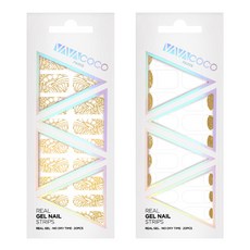 VAVACOCO 花紋亮片美甲貼, Gold+4 White, 1組