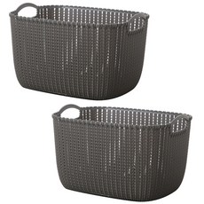 Block Mart 浴室沐浴多用途收納籃 L 黑色, 2入