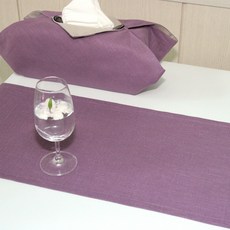 NASANDECO 100%亞麻 療癒亞麻 禪風 桌旗, RN813-12(莉莉紫), 6人座(220 x 28 cm)