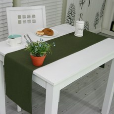 NASANDECO 100%亞麻 療癒亞麻 禪風 桌旗, RN813-30(深綠色), 2人座(150 x 28 cm)