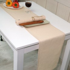 NASANDECO 100%亞麻 療癒亞麻 禪風 桌旗, RN813-04(玉米米色), 6人座(220 x 28 cm)