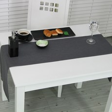 NASANDECO 100%亞麻 療癒亞麻 禪風 桌旗, RN813-32(深灰色), 6人座(220 x 28 cm)