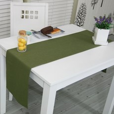 NASANDECO 100%亞麻 療癒亞麻 禪風 桌旗, RN813-29(橄欖綠), 6人座(220 x 28 cm)