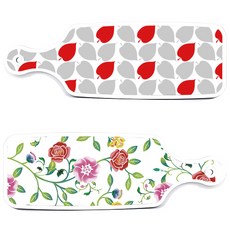 Loem Design 上菜砧板 2入 浪漫玫瑰套組, 浪漫玫瑰, 紅綠落葉, 1套