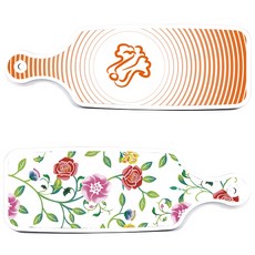 Loem Design 上菜砧板 2入 浪漫玫瑰套組, 浪漫玫瑰, 白菜線條橘, 1套