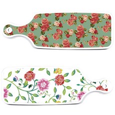 Roem Design 上菜砧板 2件組 浪漫玫瑰套組, 浪漫玫瑰, 翠藍色玫瑰, 1套