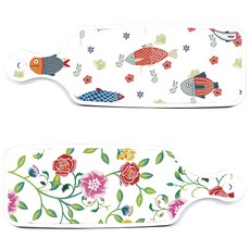 Loem Design 上菜砧板 2入 浪漫玫瑰套組, 浪漫玫瑰, 魚紋圖案, 1套